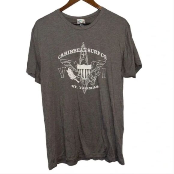 Men's Coastal Classics Caribbean Surf Co St. Thomas Grey T-Shirt - Picture 1 of 5